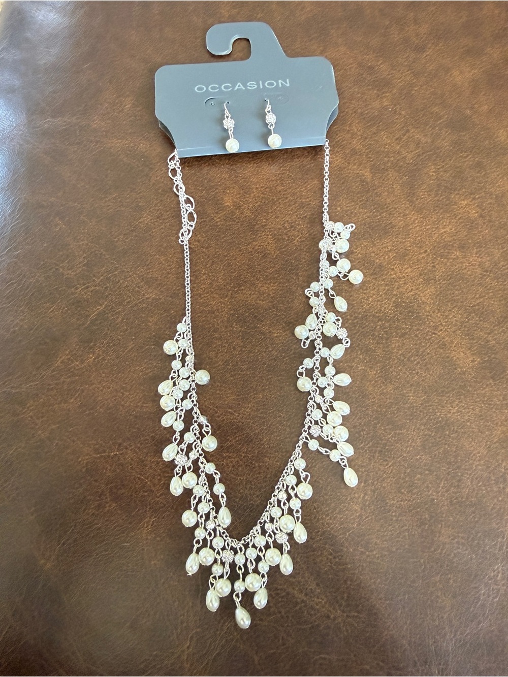 Occasion Ivory Pearl Cascade Necklace with Matching Earrings